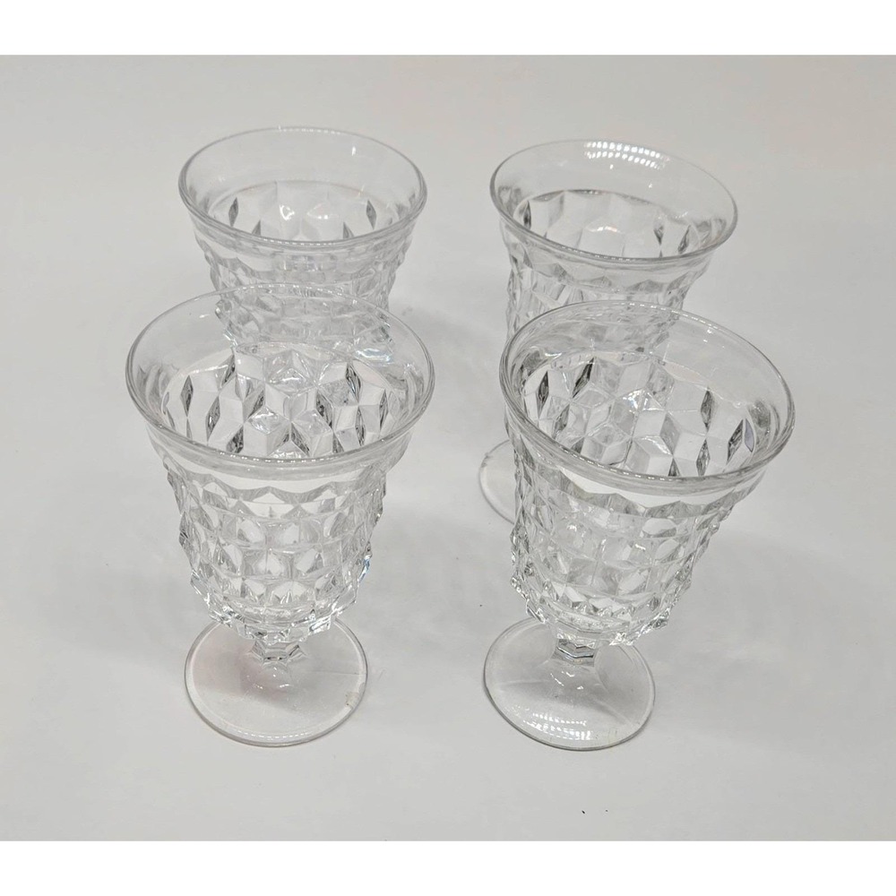 Set of 4 - Vintage "Fostoria American" Footed Low Water Goblets Glasses 5½